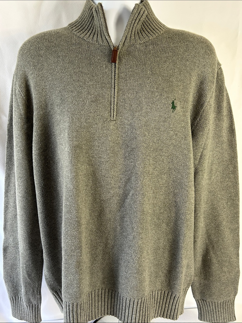 Polo Ralph Lauren Men’s XL Gray Pullover Quarter Zip  Preppy Cotton Sweater
